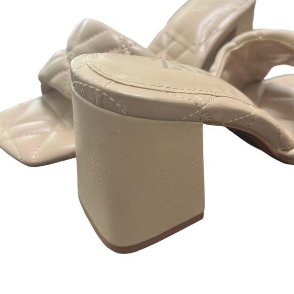 Zara Tan/Beige Faux Quilted Leather Square Open Toe Block Heels Size 37/US Sz 7 - Picture 3 of 9
